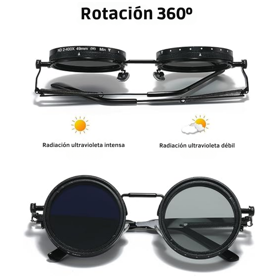 Gafas de Sol Steampunk con Tinte Ajustable 1–9 Niveles y Lentes Polarizadas UV400